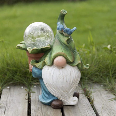 Solar Garden Gnome Statue - Fairy Ball