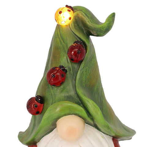Solar Garden Gnome Statue - Ladybug