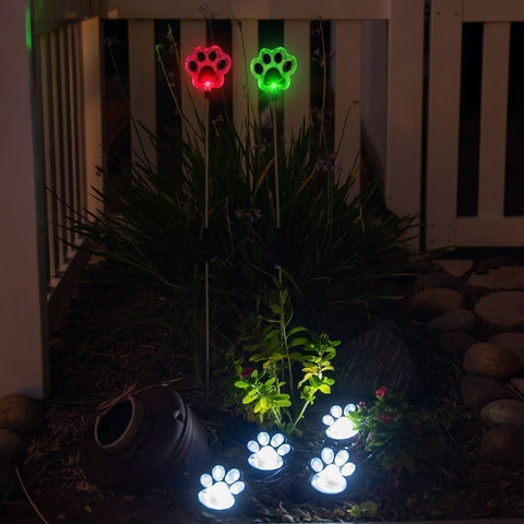 Solar Dog Paws Garden Stake Lights ( Set of 2)