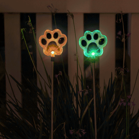 Solar Dog Paws Garden Stake Lights ( Set of 2)