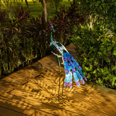 Solar Powered Majestic Peacock Garden Statue