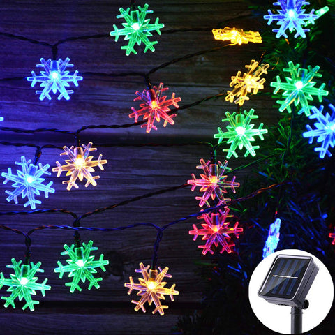 Solar Powered Christmas Snowflake String Lights