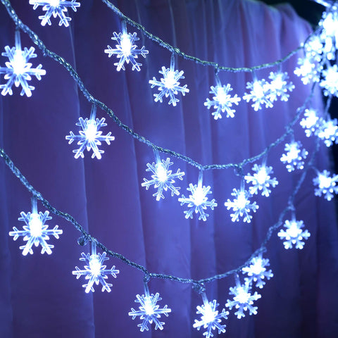 Solar Powered Christmas Snowflake String Lights