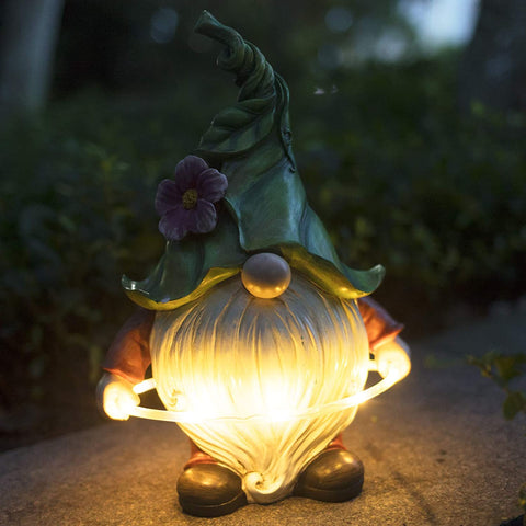 Solar Garden Gnome Statue - Fluorescent Circle