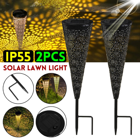 Solar Powered LED Garden Hollowed Light (2Pcs )