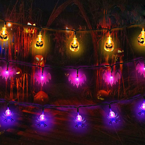 Pumpkin Spider Bat String Lights