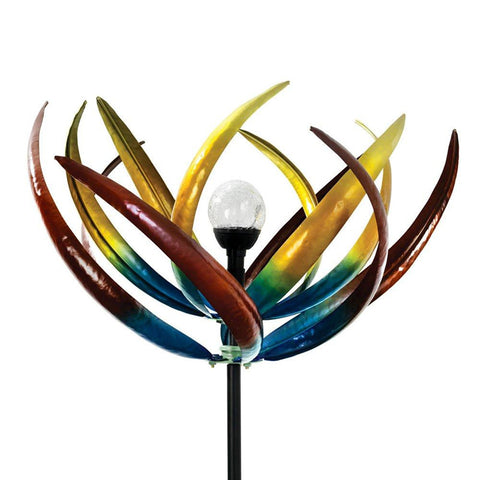 Solar Multi-Color Tulip Wind Spinner