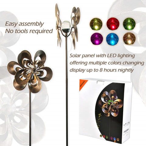 Multicolor LED Solar Wind Spinner