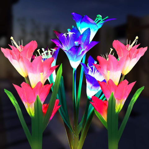 Solar Powered Lily Flower Light - 2 Pcs