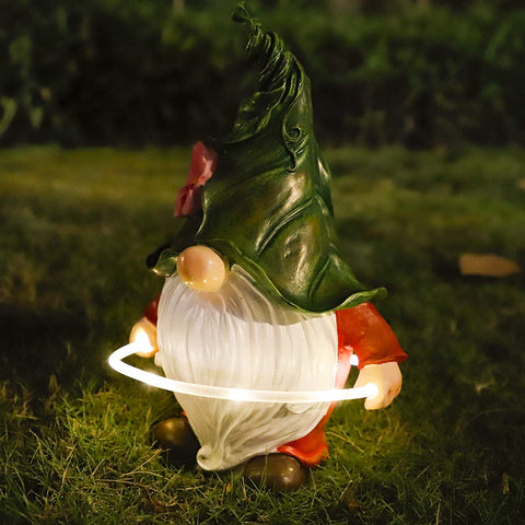 Solar Garden Gnome Statue - Fluorescent Circle