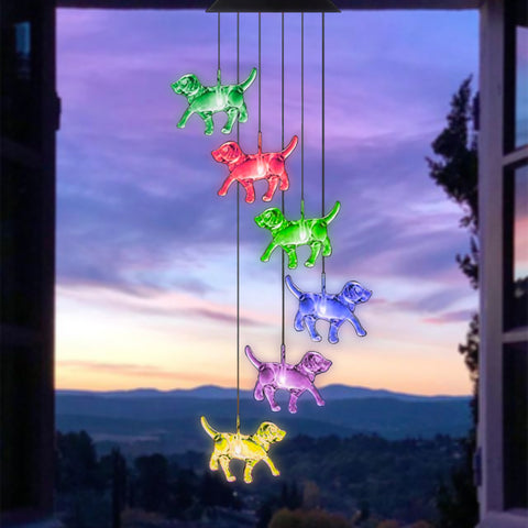 Dogs Color Changing Solar Wind Chime